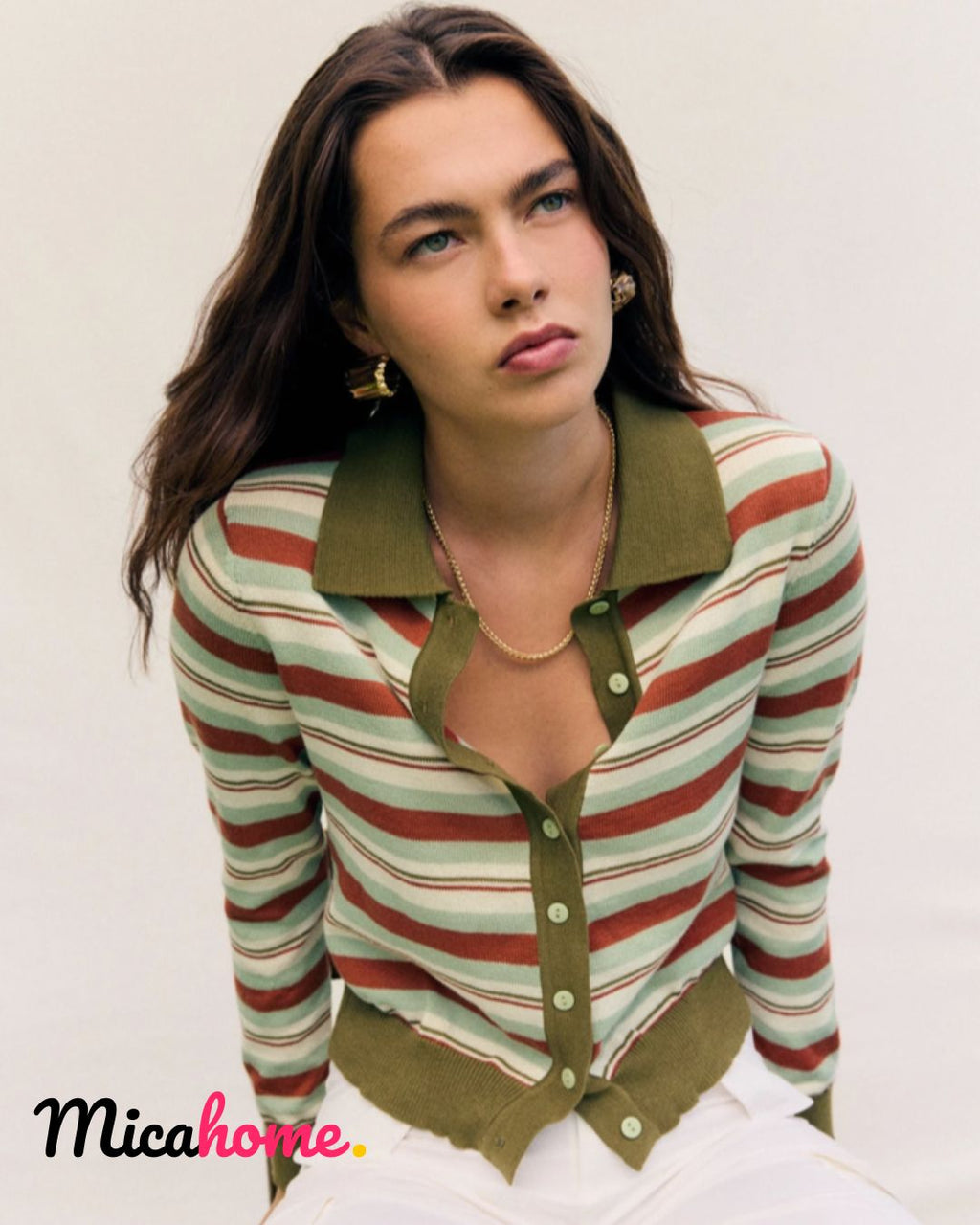Cardigan de Punto a Rayas