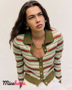 Cardigan de Punto a Rayas