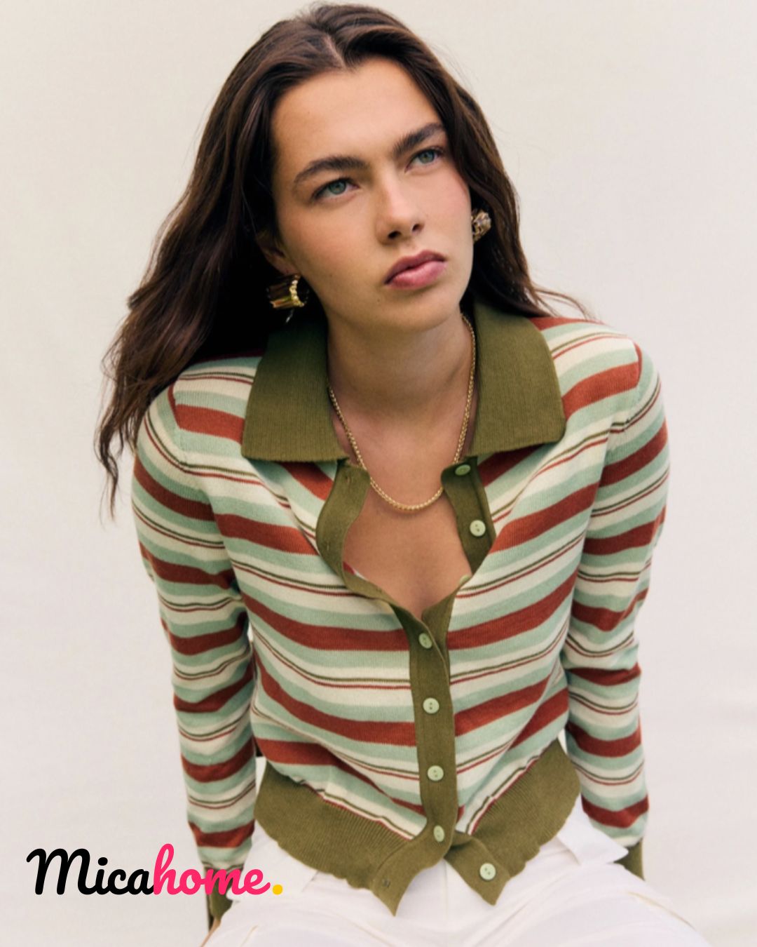 Cardigan de Punto a Rayas